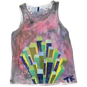 Divided Men's Geometric Painted Tank Multicolor M